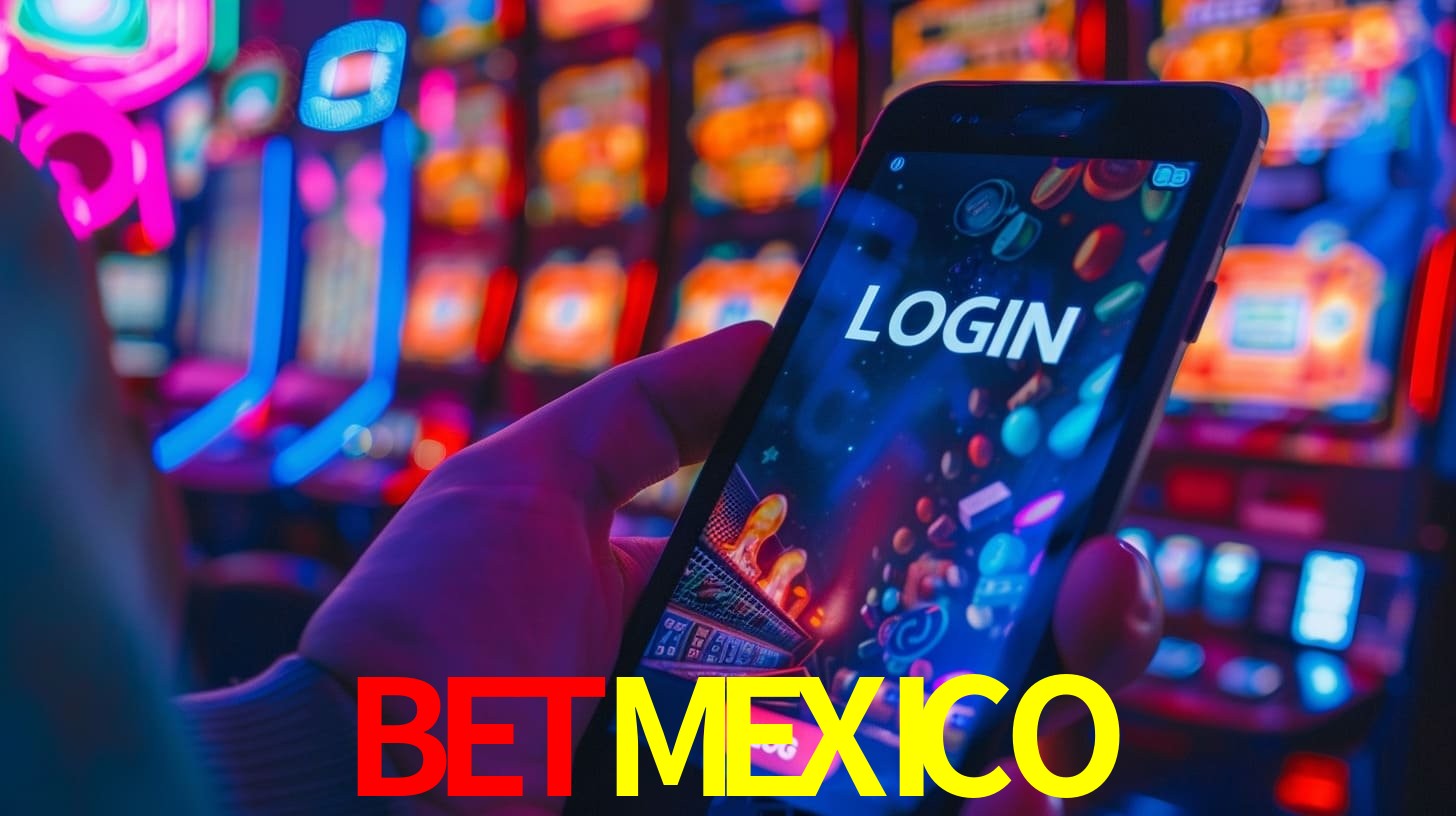 Escena dinámica inspirada en casino con iluminación BETMEXICO, cartas, fichas e íconos de juegos digitales en un espacio moderno de juegos.